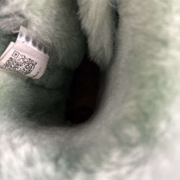 Women's UGG Boots Sz 7 Bailey Bow SFSP Aqua Suede Coquette Light Green Blue - Picture 14 of 16